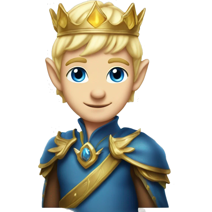 Blonde elf ears prince  man with blue eyes with crown  emoji