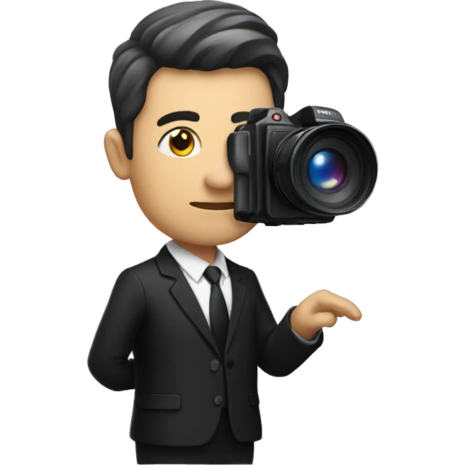 Man in black suit With A Camera Headed emoji