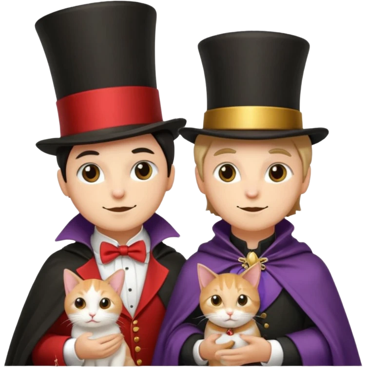 magician couple and their pet cat emoji