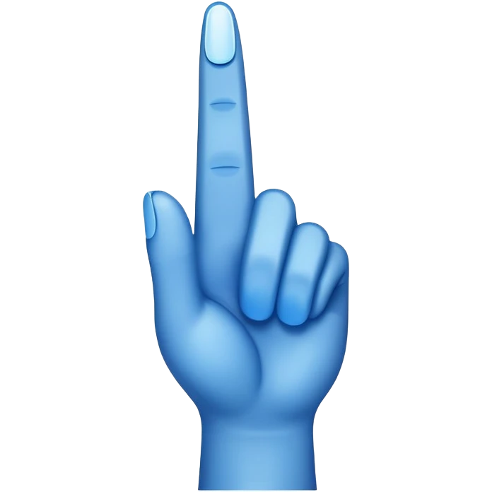 Blue middle finger emoji