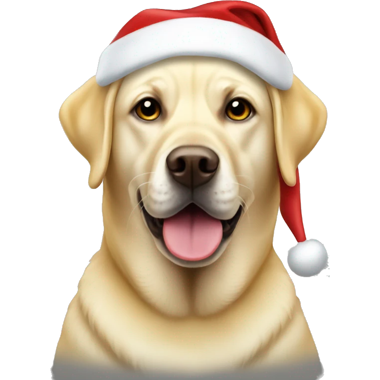 Yellow labrador wearing santa hat emoji