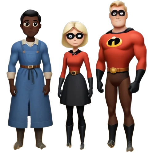 Mr incredible as a cursed farmer couple staring into your soul with their giant white dots for eyes and the male farmer is standing next to a tree and they are both grayish black figures and the background is an extremely foggy field in a rural place emoji