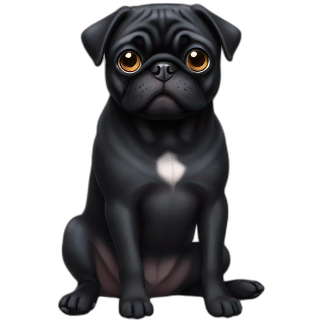 Black Pug whole body emoji
