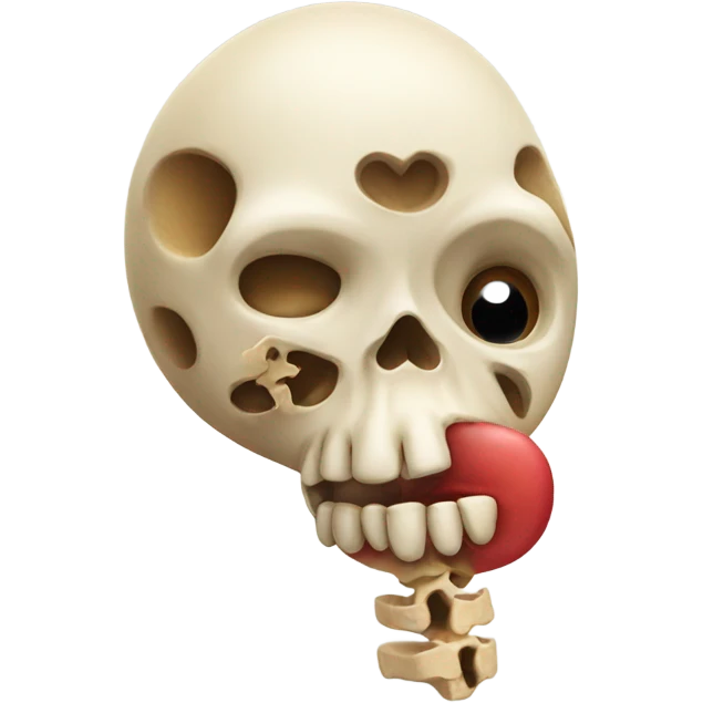 Kissing emoji with a bone in its mouth emoji