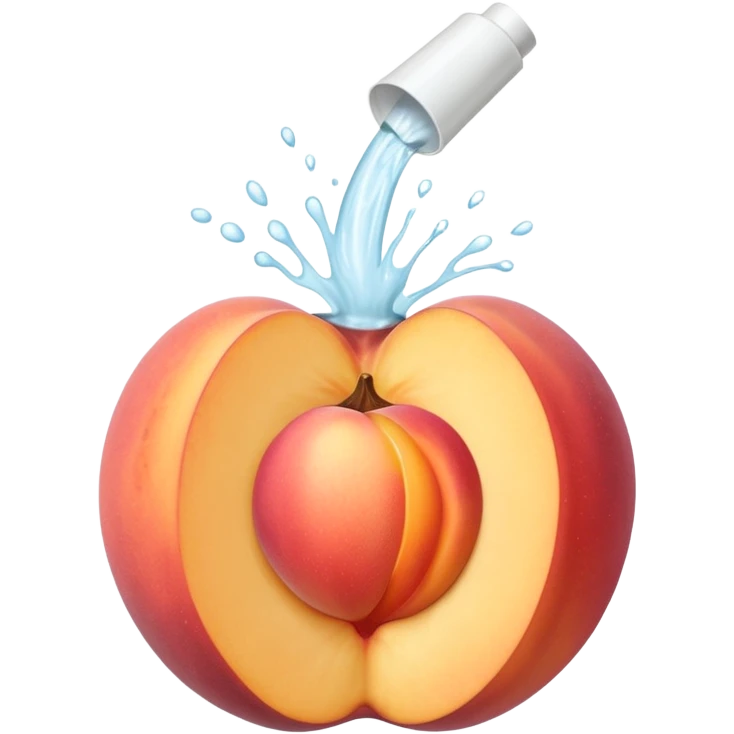 A tube squirting lotion on a peach emoji