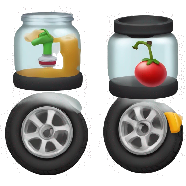 use the song "pump the jam" to create the logo of a midget using a tyre pump to pump a jar of jam emoji