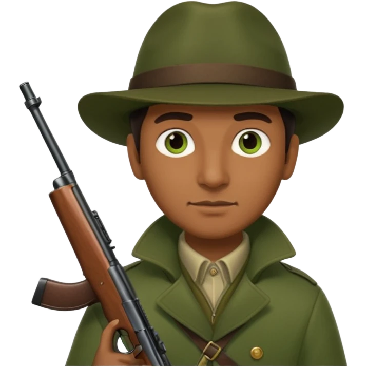 No mustache Italian hunter, bigger nose, darker skin emoji