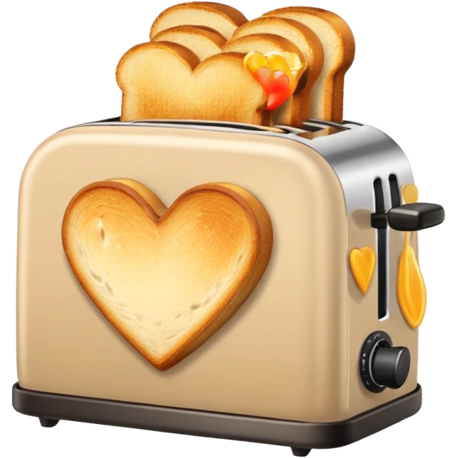 Light Beige heart toaster with toast  emoji