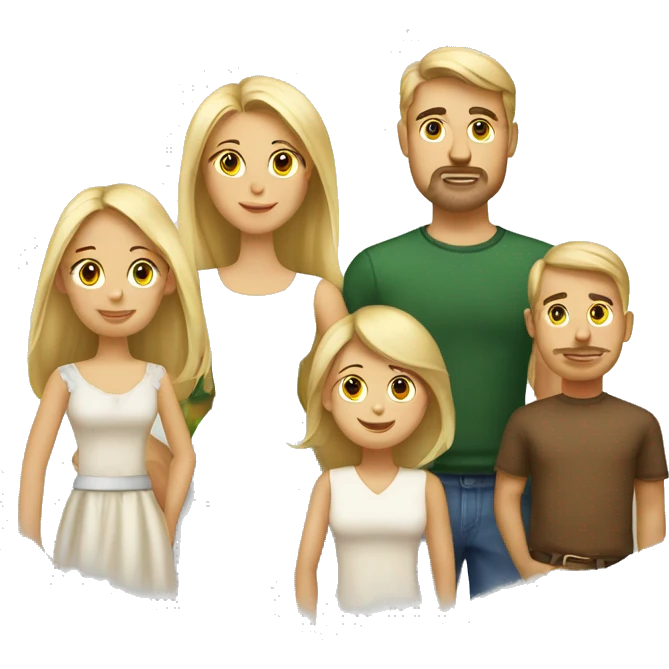 Family. Blonde mother, blonde father, 3 daughters, 1 mexican son emoji