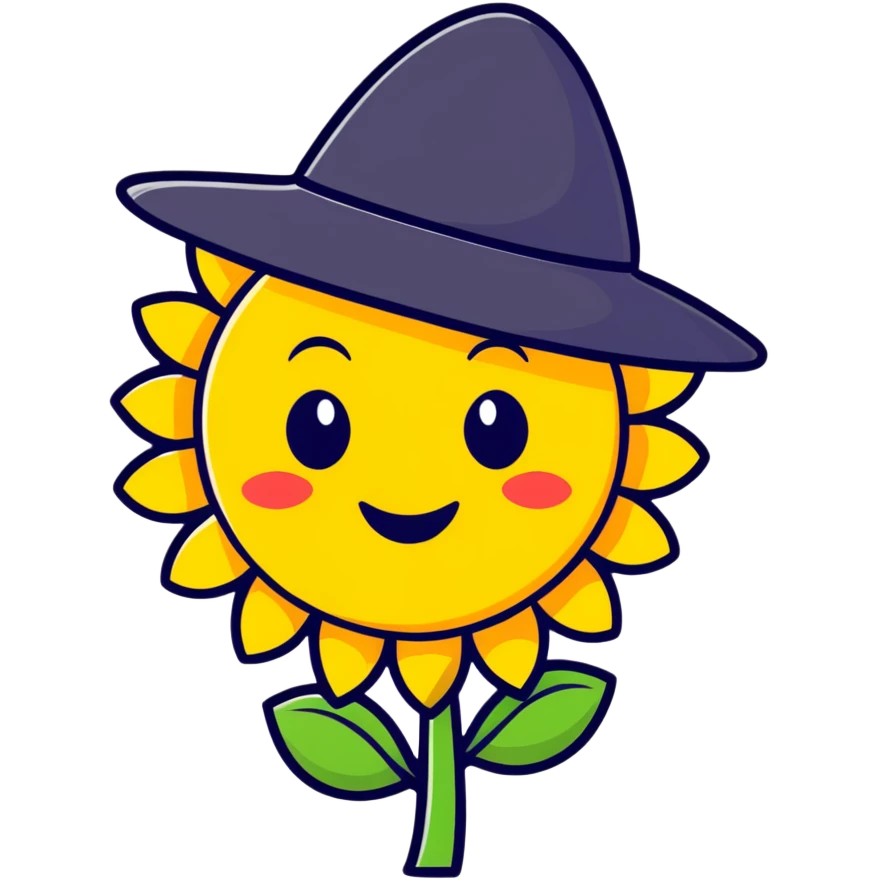Happy Ukrainian emoji with sunflower and traditional Ukrainian hat emoji