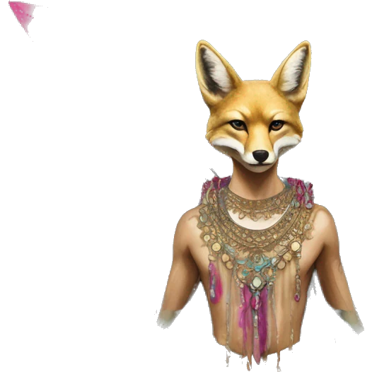 Dark black Beige cyan Pink magenta burgundy maroon cyan beige gray coyote fox black stripes wearing gold jewellery gold piercings gold gilded vintage watercolour tie dye black raven wings emoji