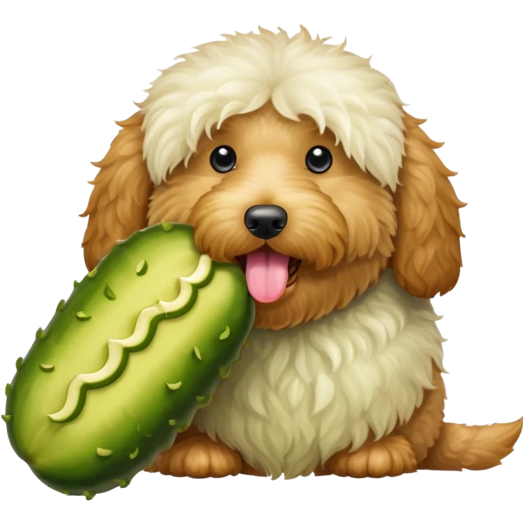 Golden doodle with a pickle  emoji