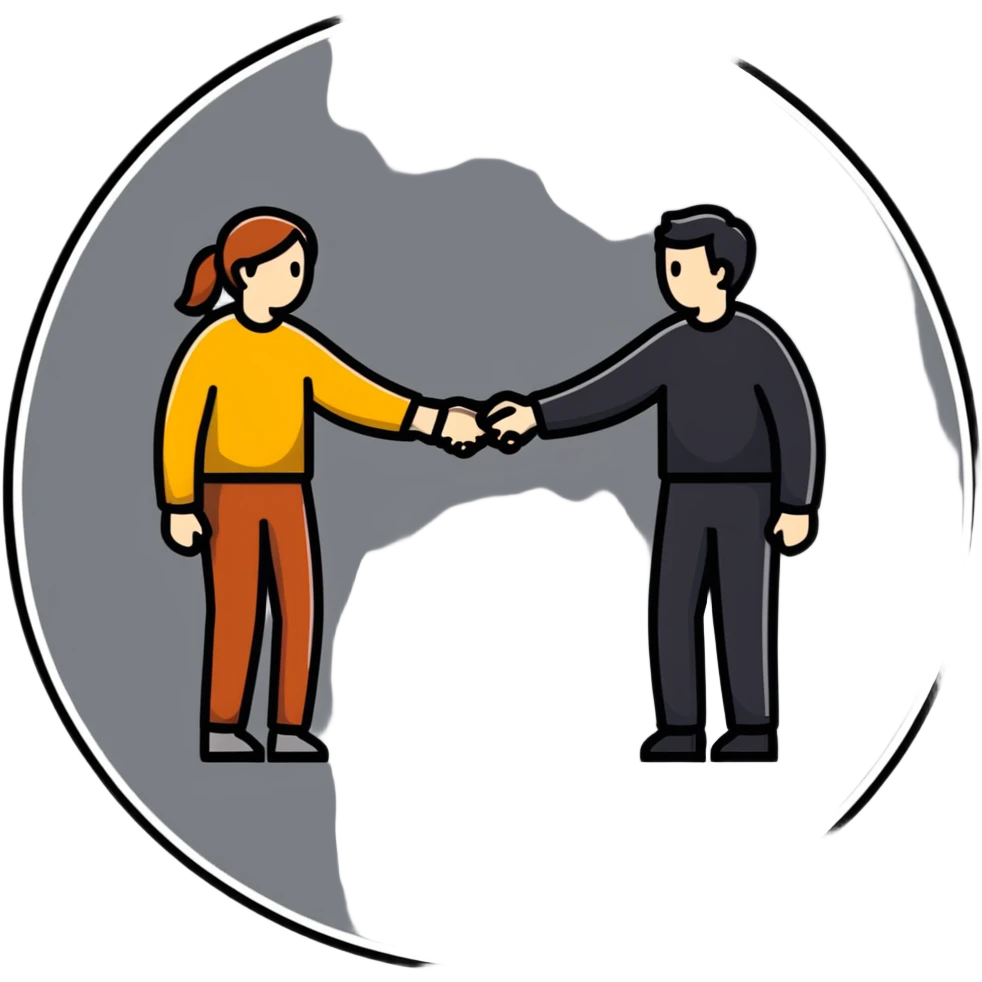 Three people of different races holding hands together in a circle, diversity and unity symbol emoji