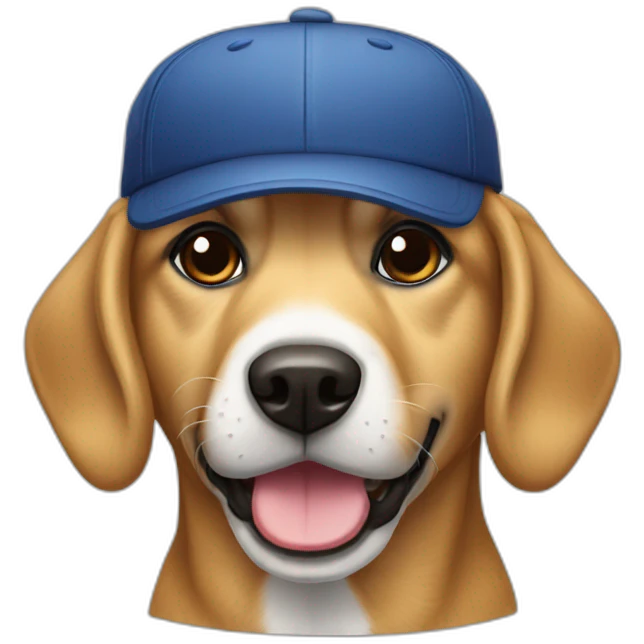 Chien avec une casquette emoji