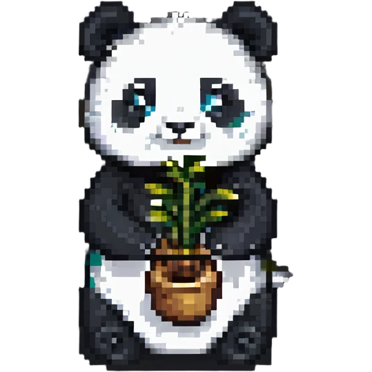 A lovely panda holding a bamboo shoot emoji