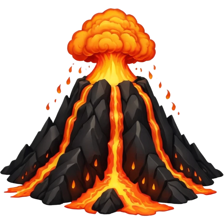 an erupting volcano with lava emoji