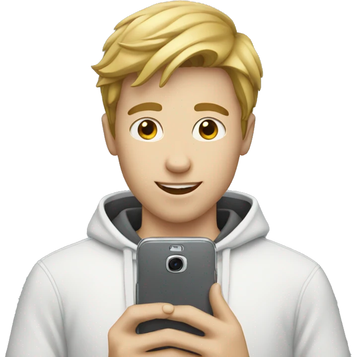 white boy using phone emoji