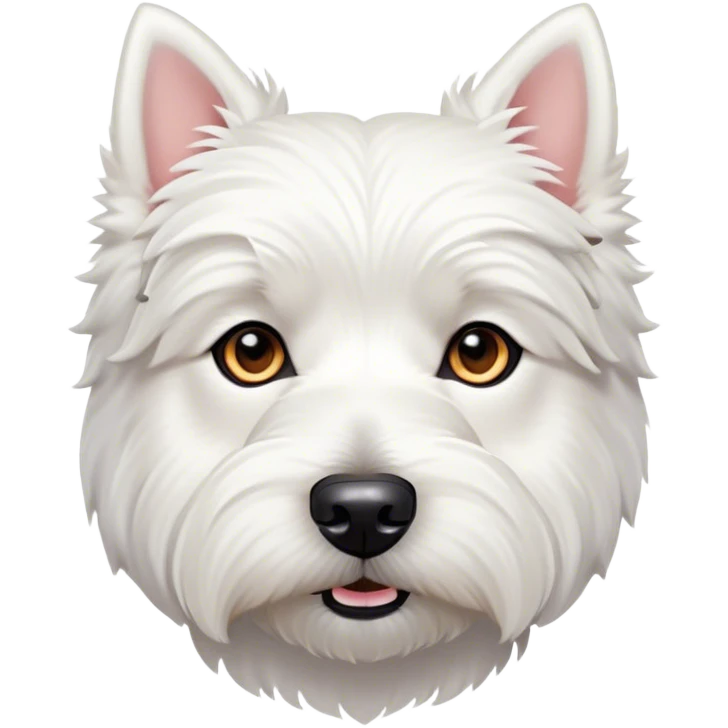 Cinematic Noble West Highland White Terrier Portrait Emoji, Poised and regal, with a compact, sturdy build and a pristine, well-groomed pure white coat, deep-set soulful dark eyes, Simplified yet sharp and sophisticated features, highly detailed, glowing with a soft, dignified glow, high shine, intelligent and loyal, stylized with an air of confidence, focused and attentive, soft glowing outline, capturing the essence of a watchful and determined companion, so majestic it feels as though it could trot out of the screen with effortless authority! emoji