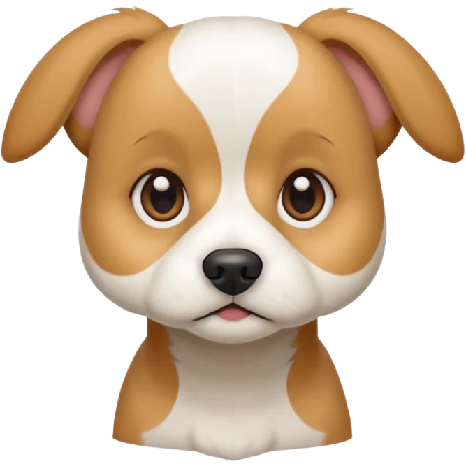 a white beagle x maltese x chi dog the size of a kelpie with light brown ears and a light brown patch on one eye emoji