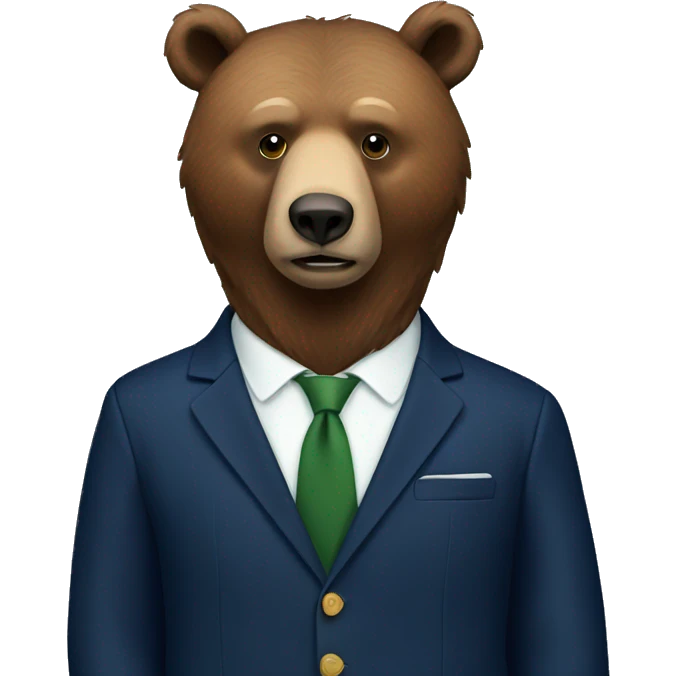 Brown bear wearing a navy greens suit  emoji