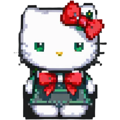 Hello Kitty character with a red bow and white face emoji