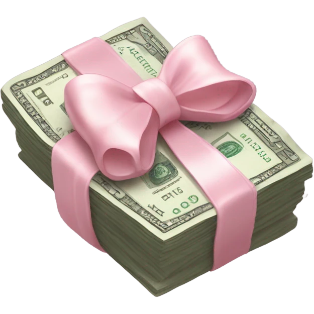 Wad of Cash with a tiny light pink bow around it emoji