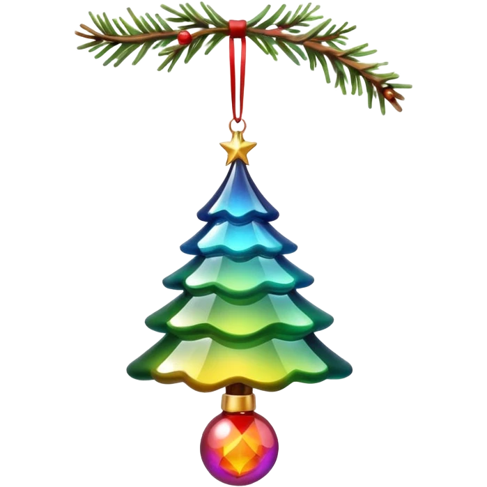 magical classic christmas tree ornament hanging from a thread emoji