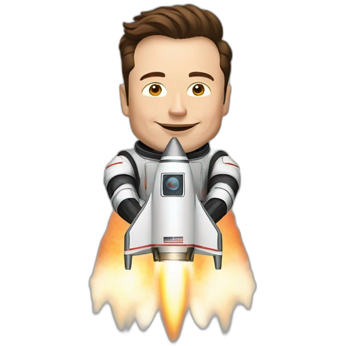 elon musk on the rocket emoji