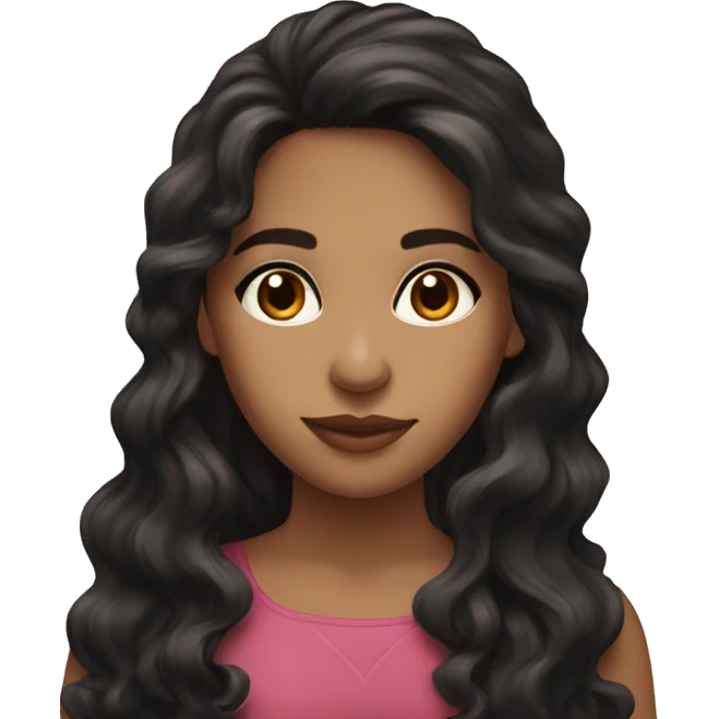 girl latina wavy long hair black dark brown almond eyes emoji