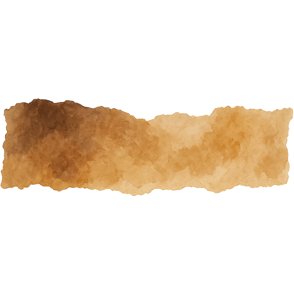 abstract irregular torn paper strip, warm brown tones, watercolor effect, transparent background, no face, no hands, no legs, no characters emoji