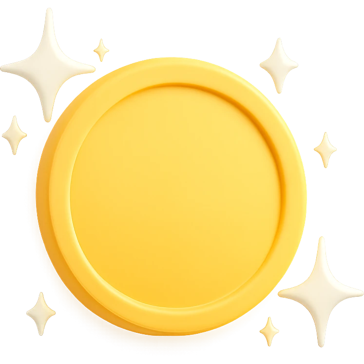 amazing yellow circle, direct view, radiant or starburst effect, no text emoji