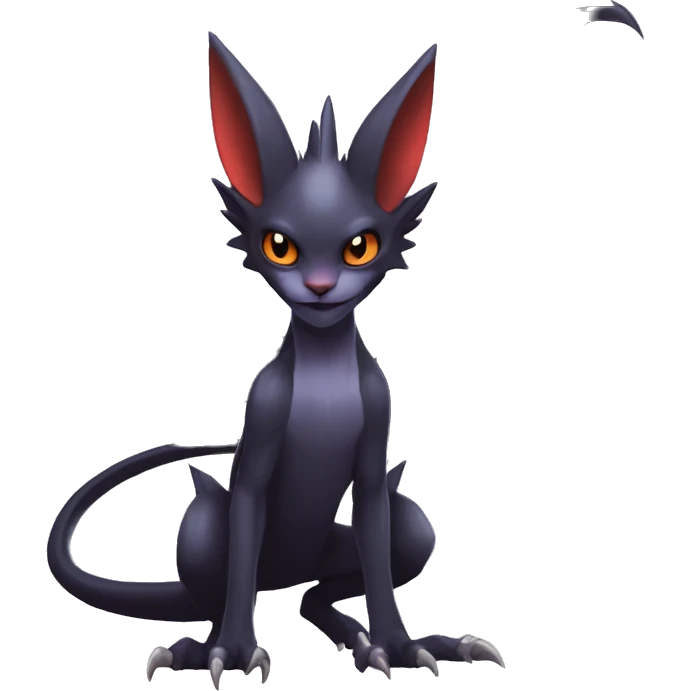  Kawaii Edgy Cool Vampiric Beautiful Noivern-Nargacuga-Litten with big Bat Ears full body emoji