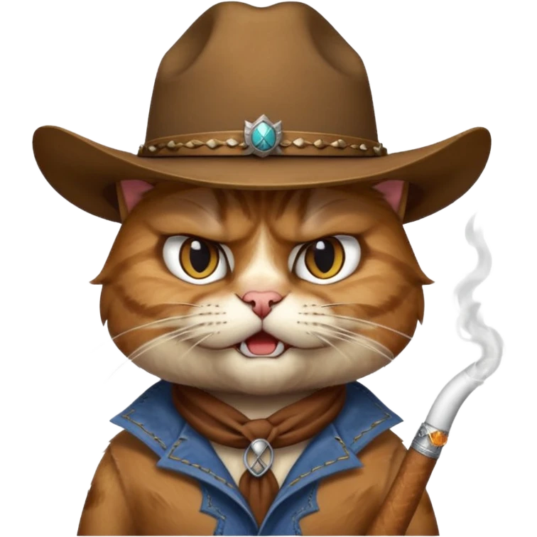 Angry cat cowboy smoking emoji