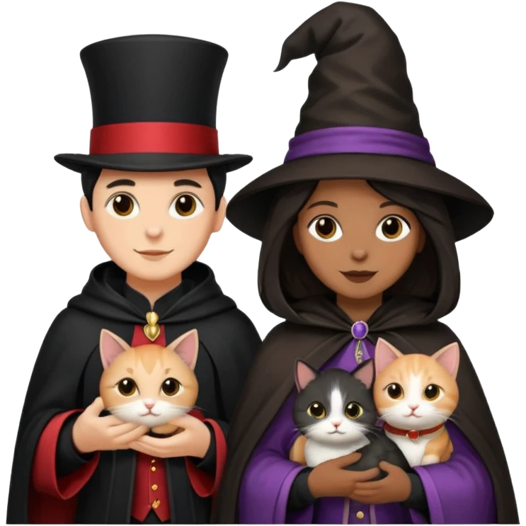 magician couple and their pet cat emoji