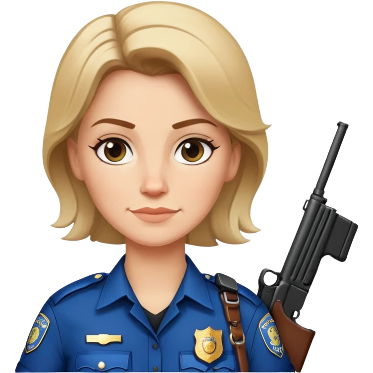 police, LSPD, white female, confident Smirk, rifle sling on chest emoji