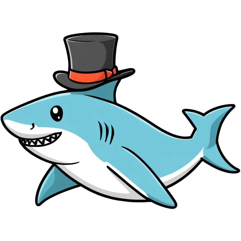 Shark with a top hat emoji