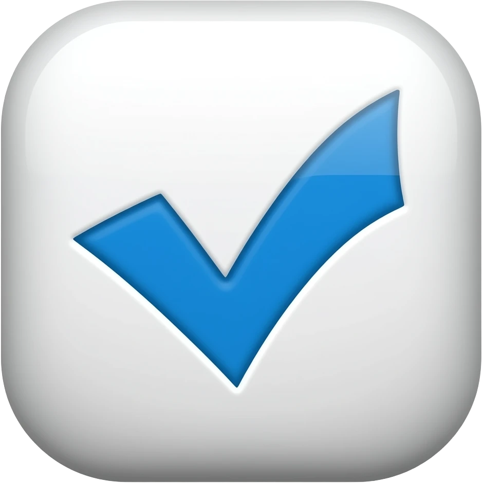 Beyaz mavi tik yuvarlak boşluklar beyaz emoji