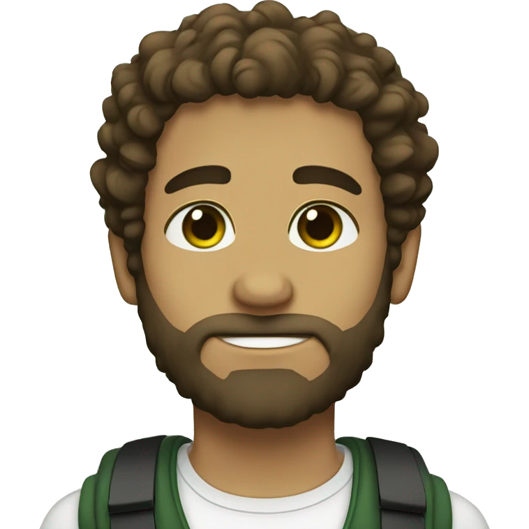 My boyfriend with Brown Curls and Green eyes with a beard emoji
