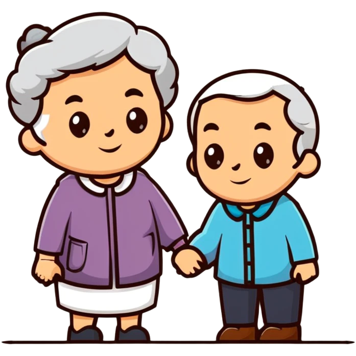 elderly white grandmother and grandfather together emoji