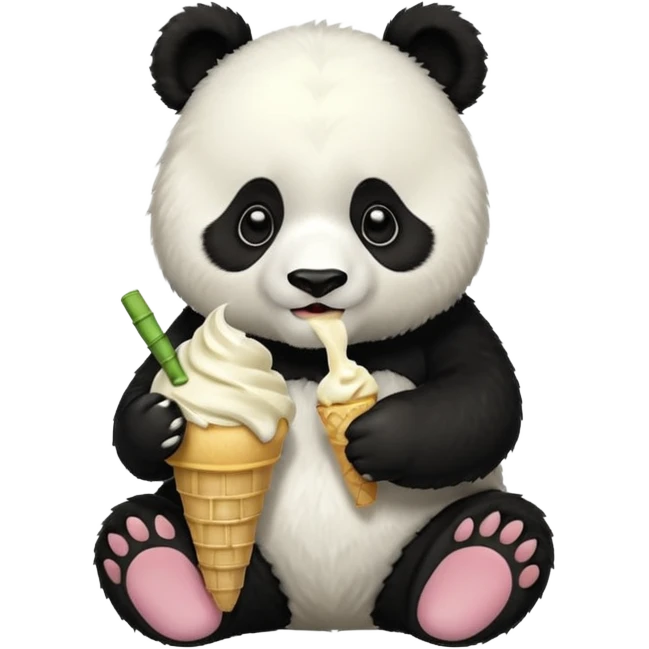Panda eating ice cream emoji