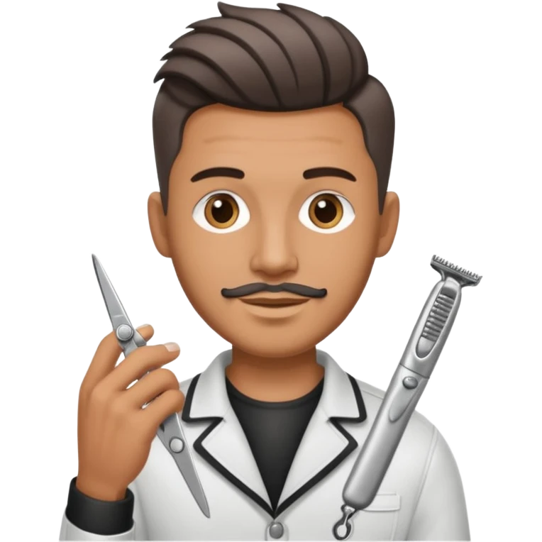 Barber man holding a pair of clippers emoji