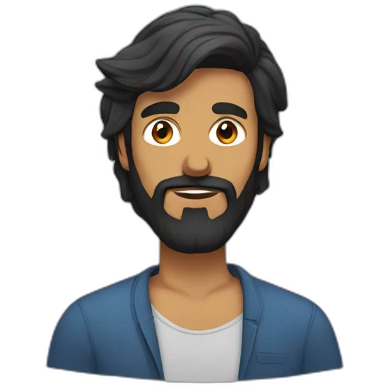 south asian man dark beard long hair emoji