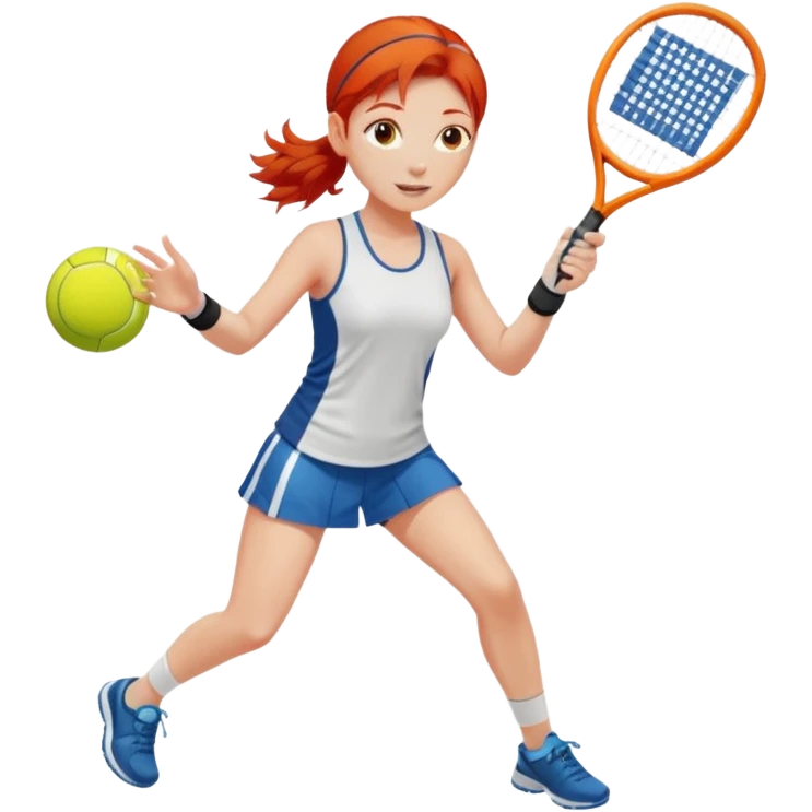 Chica pelirroja bajo el sol jugando padel  emoji