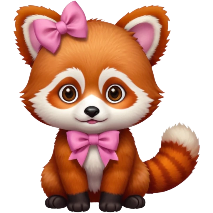 baby Red panda wearing a pink bow emoji