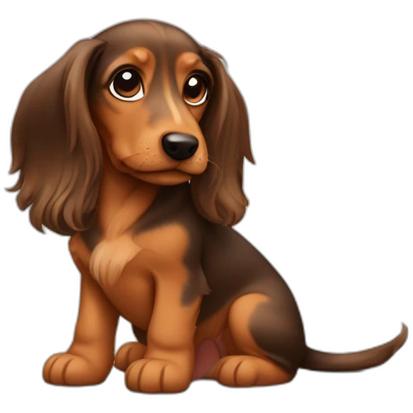 puppy teckel with long hair emoji