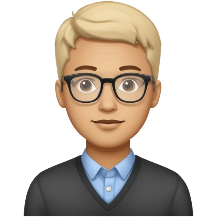a man in his early 20s wearing glasses for a tech company emoji