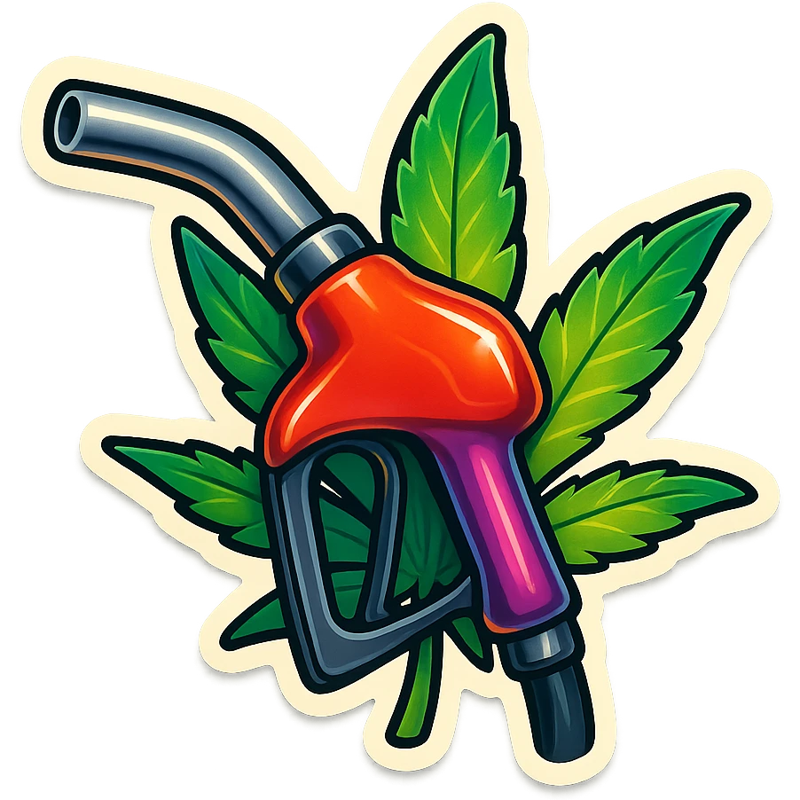 gas pump handle with cannabis leaf emoji
