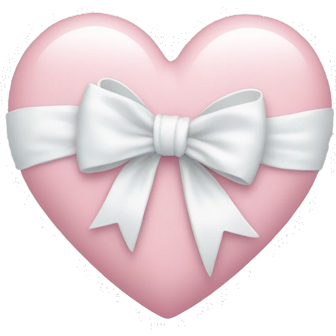 Pastel pink heart with white bow emoji