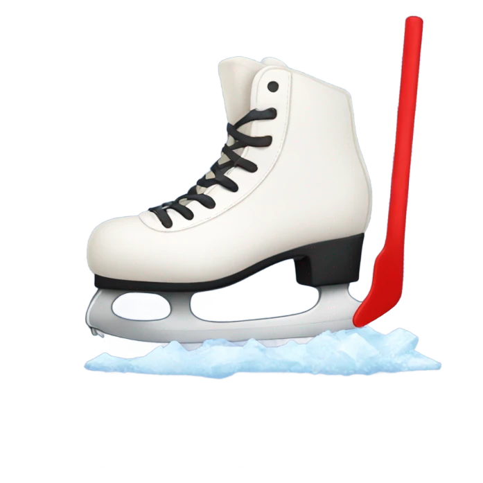 Ice skate holding red pitchfork  emoji