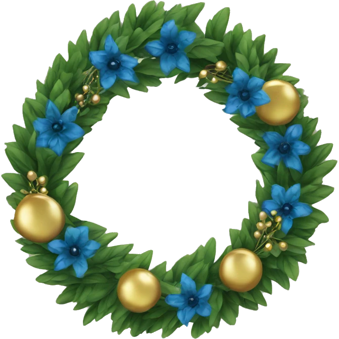 Green wreath with blue and gold decor  emoji